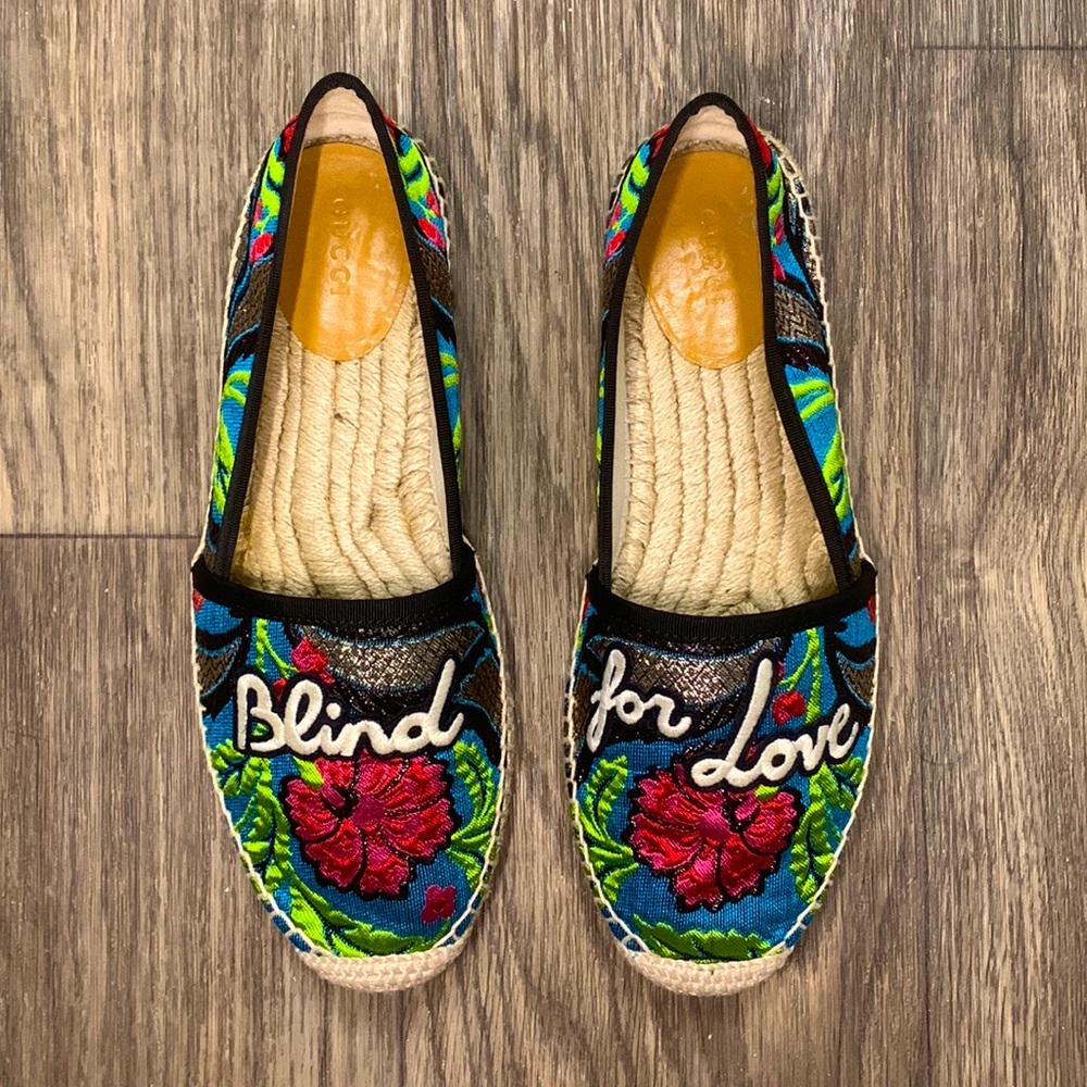 Gucci Pilar Blind for Love Espadrille Flats Size 8